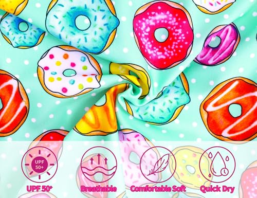 Image of Gnainach Girls Bathing Suit Size 3t 4t Multicolor Doughnut Cute Sleeveless Swimsuits with Adjustable Straps Summer Beach Swimwear