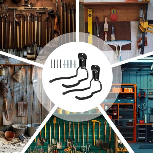 lyanny Crochets Mural Garage Noir Antirouille, Ranger vos Outils Encombrants - 5