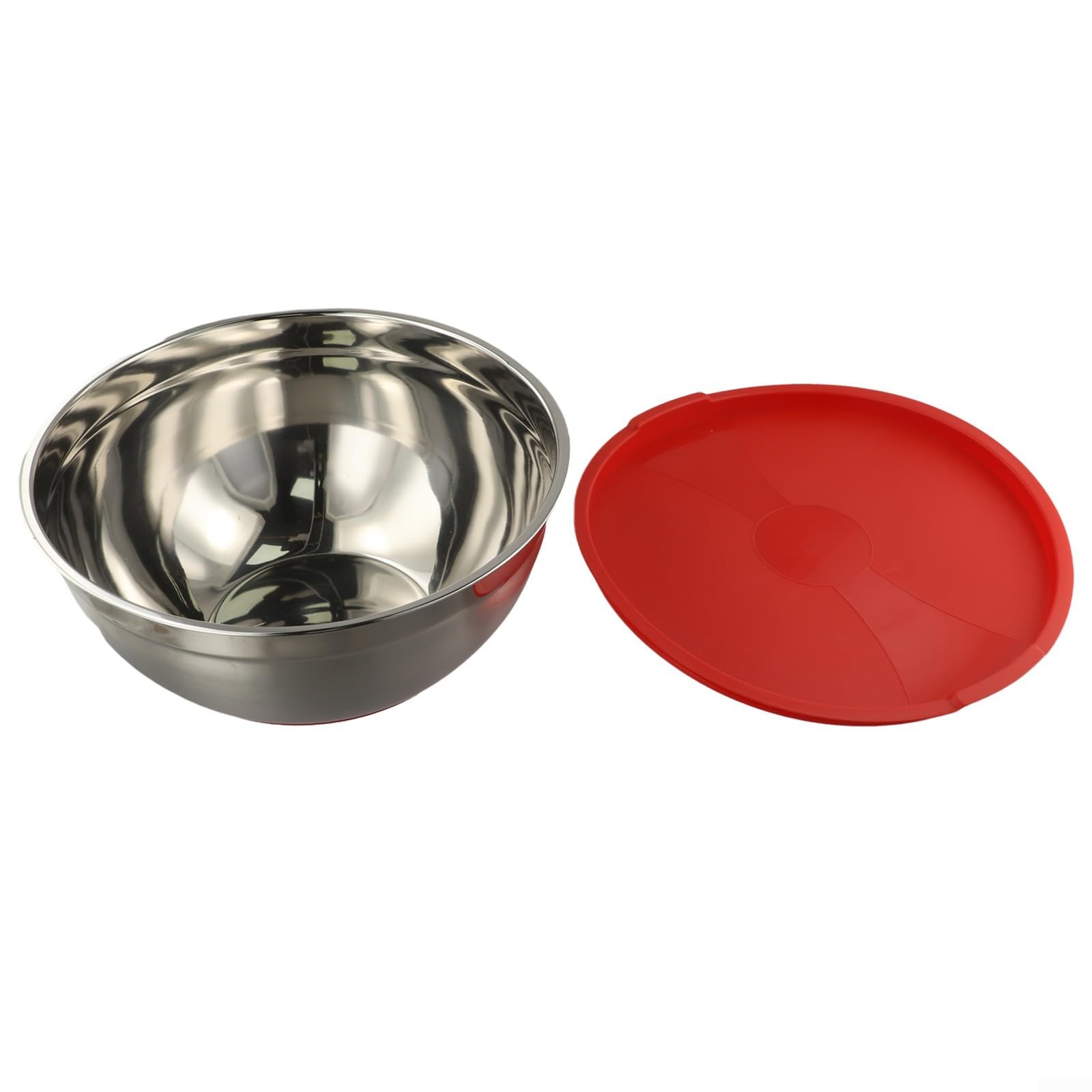Insalatiera moderna in acciaio inossidabile con coperchio inferiore in silicone, ciotola per mescolare 20 cm/30 cm, per cucinare e cuocere, utensile da cucina antiscivolo (30 cm)