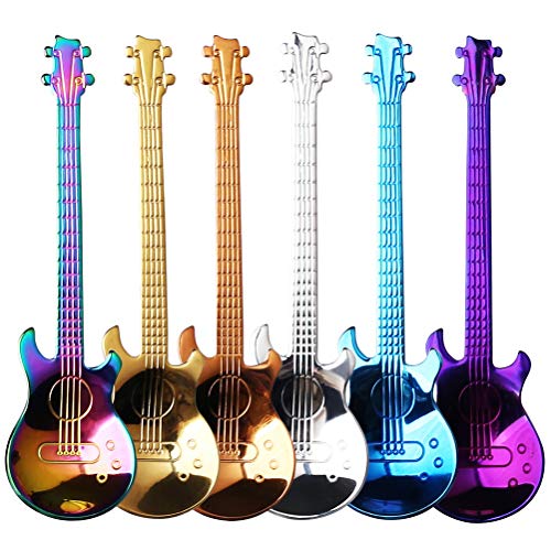 nuoshen Guitar Coffee Teaspoons, 6pcs Stainless Steel Musical Coffee Gifts for Man Cute Tea Spoons Set Ice Cream/Dessert/Stirring/Sugar Spoon nuoshen Guitar Coffee Teaspoons, 6pcs Stainless Steel Musical Coffee Gifts for Man Cute Tea Spoons Set Ice Cream/Dessert/Stirring/Sugar Spoon