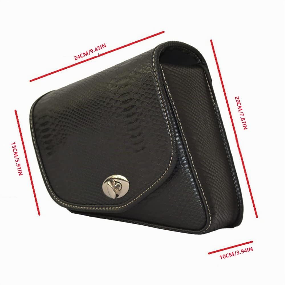 Sacoche de selle latérale gauche/droite pour moto en cuir PU, sac à outils universel pour bras oscillant avec forme stable de grande capacité, noir