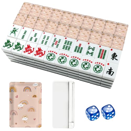 American Mahjong Tile Set con 166 fichas acrílicas y bolsa miniatura 1