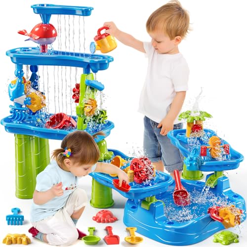 JUKUDAHU Water Table for Kids 3 4 5 6 7 Years Old - Water Playset for Toddlers 3-5, Water and Sand Play, Backyard Water Table, Summer Outdoor Beach Toys, Sensory Activity, Gifts for Boys Girls