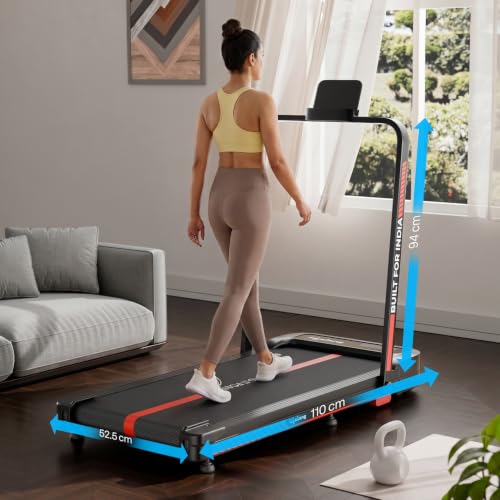 Image of Lifelong 4 HP MotorizedTreadmill for Home|2-Level Manual Incline |Speed 1-10 km /h |LED Display|12 Workout Programs |100 kg Capacity |Gym Equipment for Home Workout| Foldable Handle| iPad & Phone Stand