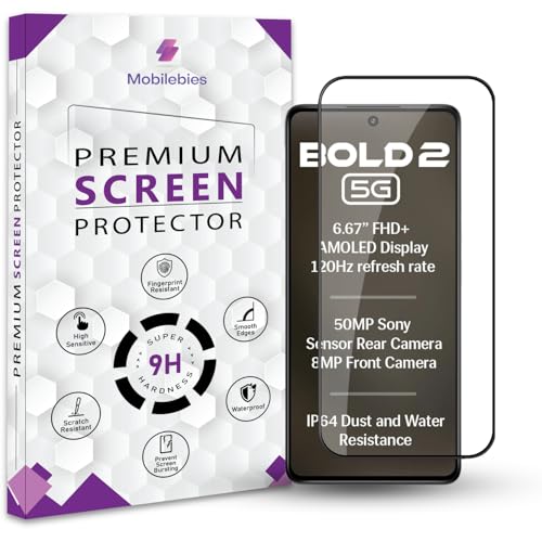 Image of Premium Tempered Glass Screen Protector Guard For Lava Bold 2 (6.67 Inch, Pack of 1) | Edge to Edge Coverage With Easy to installation kit