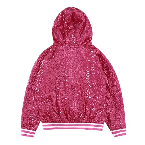 Yuji Itadori Girls Sequin Baseball Jacket Hooed Varsity Jacket Sparkle Bomber Clothes 2-14 Years2