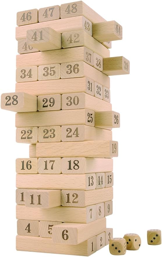 TOYWONDER Wooden 54 Wooden Blocks Building, Party Game, Tumbling Tower Games for Kids and Adults,Tumbling Tower Gam, Wooden Blocks with 3 Dices Game|Stacking Game Challenging|Maths Game (Pack of 01) (B0CV62X995) Amazon Price History, Amazon Price Tracker