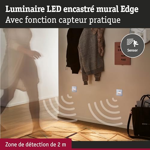 Éclairage mural encastré Paulmann Edge LED carré évite de chercher l'interrupteur