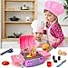 Kids BBQ Grill Playset with Coooking Apron Hat Toddler Girl Pink Kitchen Toy Ages 3-5 4-8 Pretend Smoke Sound Light Outdoor Barbecue Accessories Toy for 3 4 5 Year Old Girl Birthday Gift