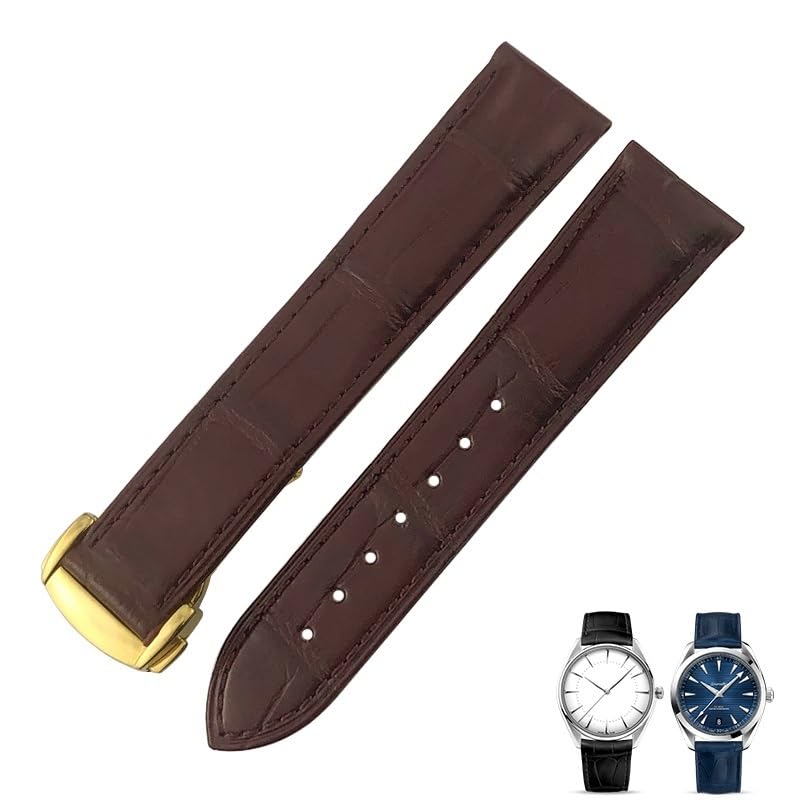 Bracelet montre cuir crocodile véritable ZUC 18mm 19mm 20mm 21mm 22mm pour Omega