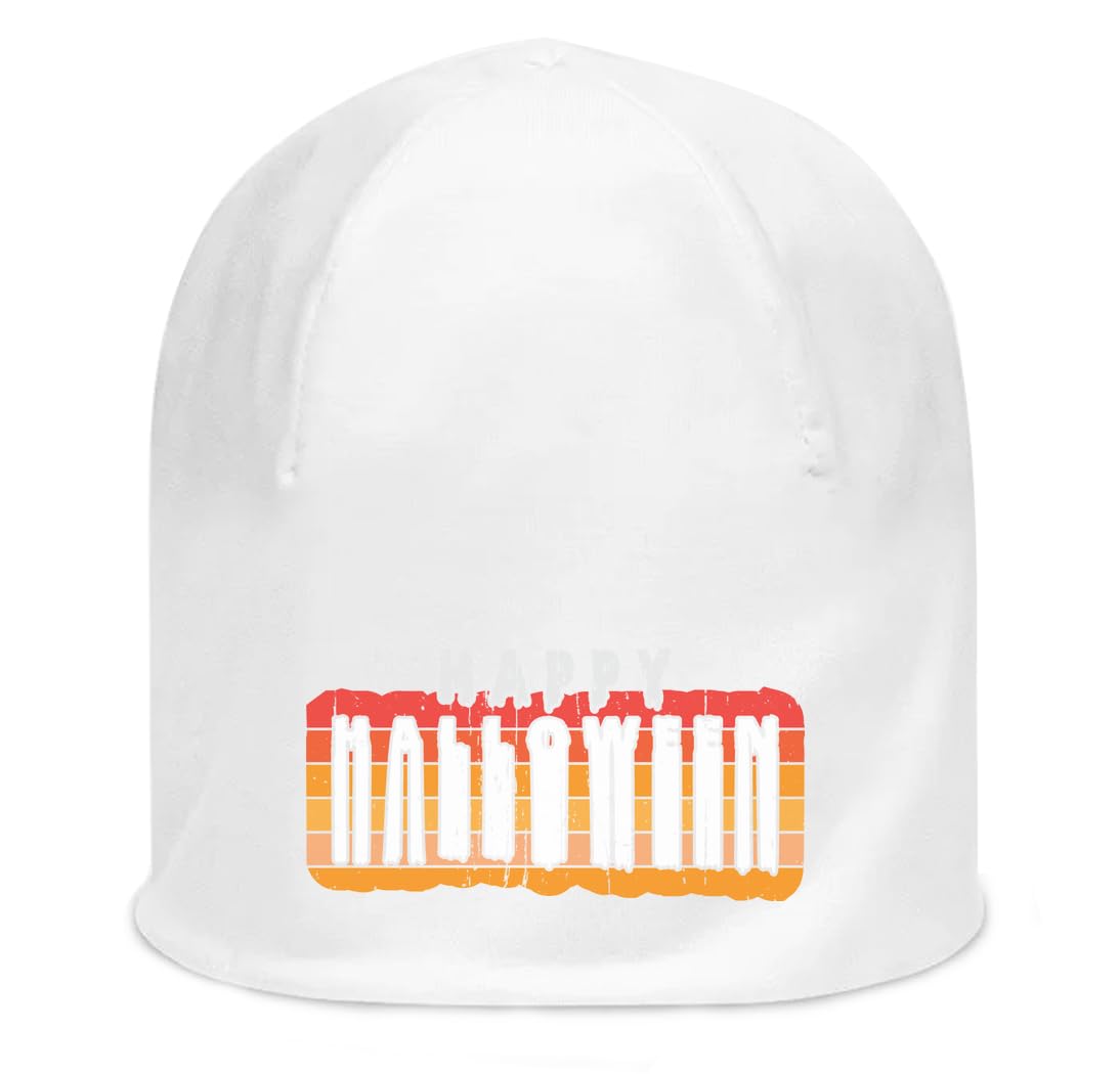 Bonnet unisexe extensible blanc en coton fin respirant imprimé Halloween - 3