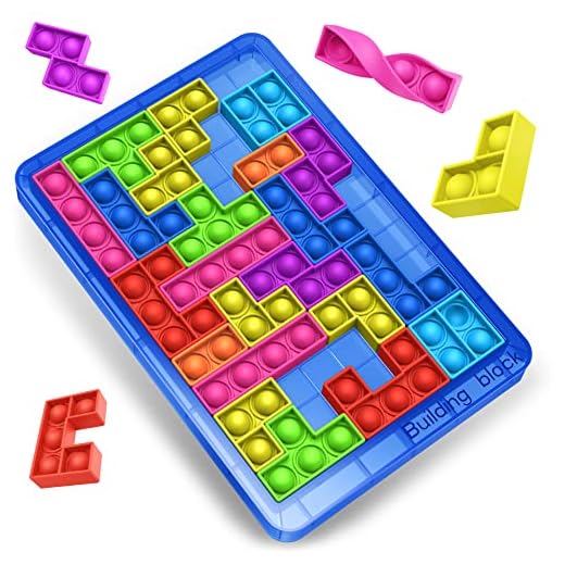 Fidget Toys - Jigsaw Puzzle Board Games for Anxiety and Autism Relief - Big Size Push Pop Bubble Fidget Sensory Toy for Adults Help Relieve Stress - Best Toddler Toy Gifts for Boys and Girls  (Blue)