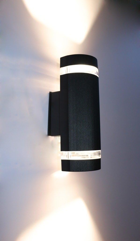10W Dimmable LED Waterproof Wall Sconces Exterior Up/Down Light Black Finish Warm White