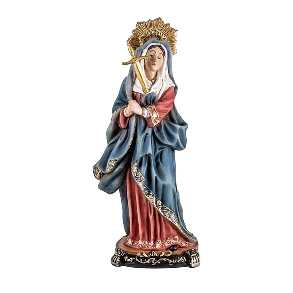 Virgen Dolorosa Figura 30 cm. Imagen Resina Color Detalle Espada peana