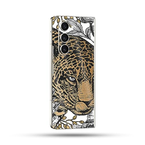 Image of MightySkins Glossy Glitter Skin Compatible with Samsung Galaxy Z Fold 5 Full Wrap - Bronzed Leopard | Protective Durable High-Gloss Glitter Finish | Easy to Apply & Change Styles | Made in The USA