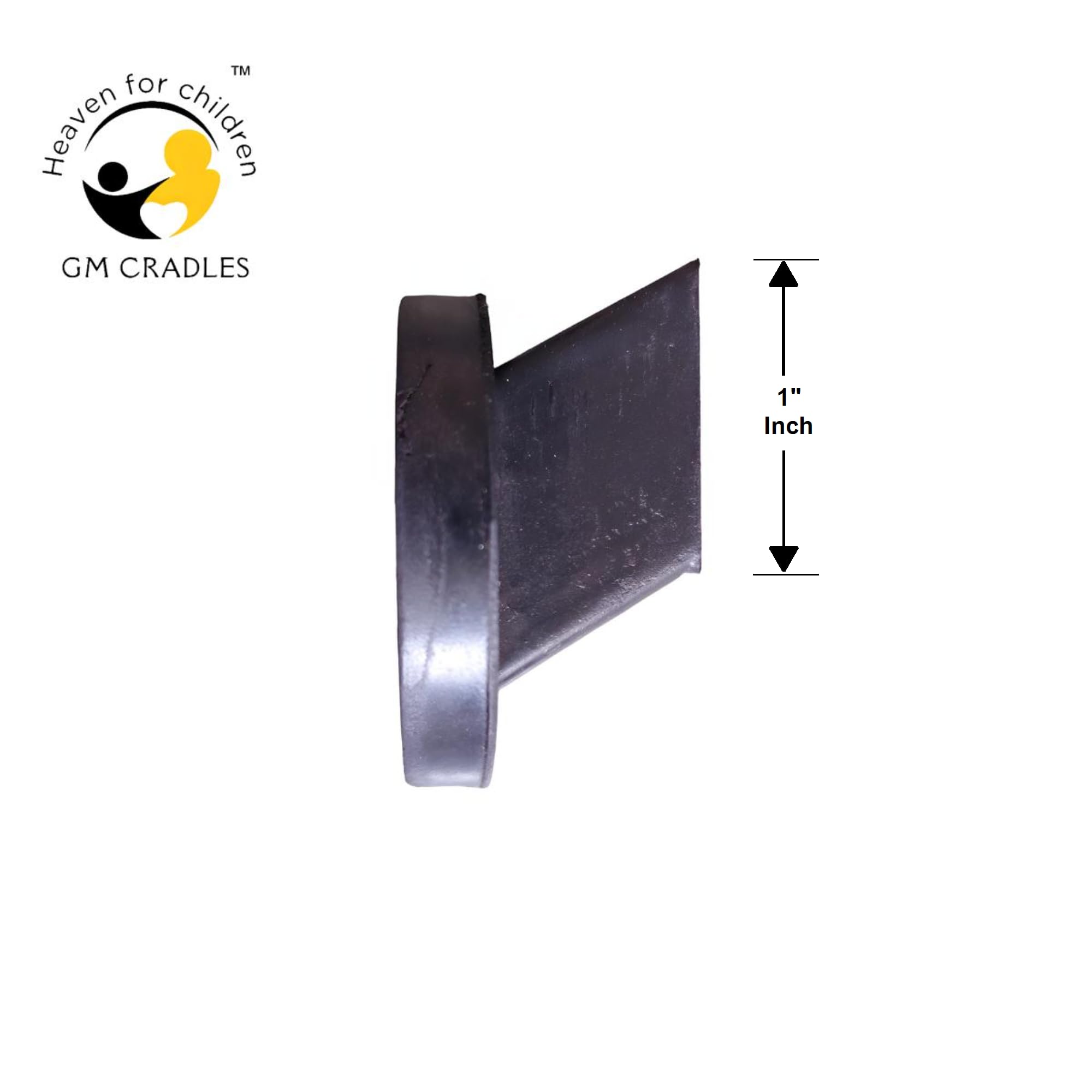 GM CRADLES Baby Cradle Square Rubber Pad for 1 Inch Pipe | Baby Cradle Rubber Vacuums | Set of 4 (Black) - Image 2 thumbnail