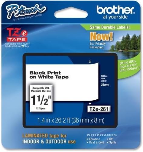 TZE-261 Brother TZe-261 Thermal Label - 1.42" Width - 1 Each - Thermal Transfer - White