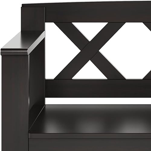 Vista 154 de SIMPLIHOME Amherst Banco de almacenamiento de entrada, asiento de pasillo de madera maciza de 48 pulgadas de ancho en gris niebla, banco