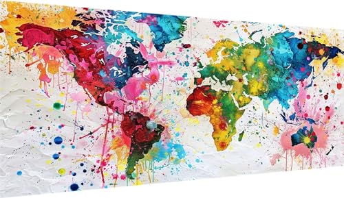 Diamond Painting Grand Format 80x160cm : Kit Complet 5D Carte du Monde pour Adulte