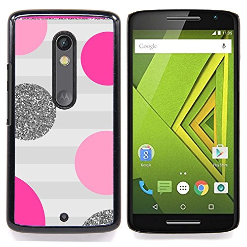- Polka Dot Pink Purple Grey Stripes Glitter/ Hard Snap On Cell Phone Case Cover - Cao - For Motorola Verizon DROID MAXX 2 / Moto X Play