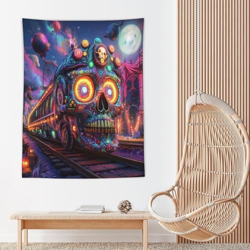 Tapiz de calavera psicodélica vertical decorativo para dormitorio 5