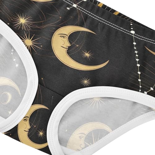 Cotton Toddlers Underwear Floral Golden Sun Moon Girl Panties Cute Bright Underpants Briefs 2t4