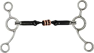 MP2MINGPIN Double-Jointed bit Stainless Steel Snaffle bits for Horses with Three Brass Rings,Durable and Comfortable Horse...