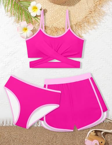 Image of Queenstyle Girls Swimsuits Bikini Set Kids Cutout Bathing Suit Bikini Top Two Piece Girls' Swimwear