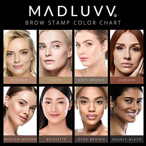 Madluvv Patented 1-Step Eyebrow Stamp Stencil Kit + Rich Lip Nude Pink Lip Kit Bundle (Soft Brown) #TOP7