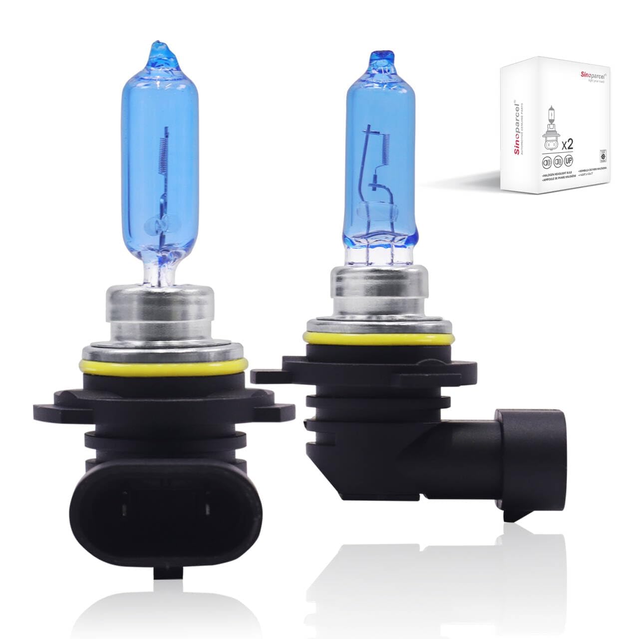 Sinoparcel HIR2/9012 Ampoule Halogène de Phare, Lot de 2 | Lampe pour Feux de Route et Croisement Voiture, 3800K Jaune 55W DC 12V