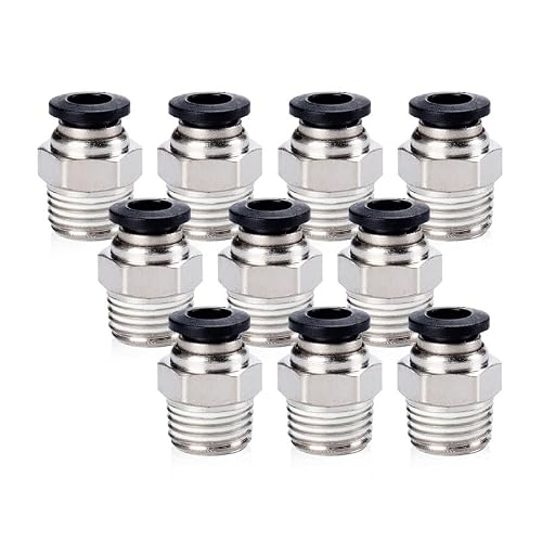 10Pcs Pneumatic Push-to-Connect Fittings, Straight Air Hose Connector for Tube OD 6mm 8mm with BSP Thread - 6mmx1/8 6mmx1/4 8mmx1/8 8mmx1/4