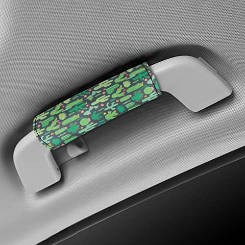 Bigcarjob Cactus Print Luggage Handle Wrap Set 2 Pieces Cactus Luggage Handle Wraps Protection Cover For Suitcase Identifier Travel Bag Wraps Women Girls Cute Door Handle Covers #TOP6