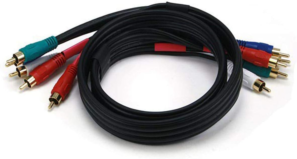 Monoprice 3ft 22AWG 5-RCA Component Video/Audio Coaxial Cable (RG-59/U) - Black