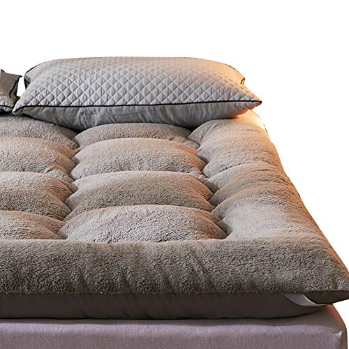 TATAMI Thicken Mattress pad Mat Protector, Reversible Sherpa Fitted Mattress Topper Weighted Floor Pillow Bed Cover, Japanese Traditional futon Mattress-Gray Twinch2