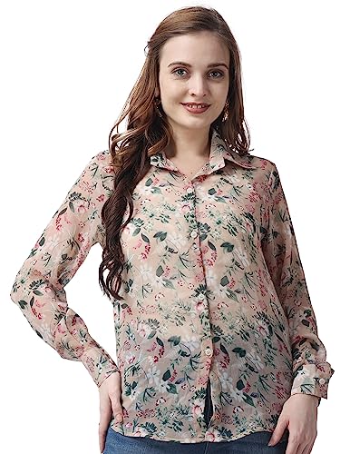 Image of POPWINGS Casual Printed Shirt for Women || Full Sleeves Comfortable Women Shirt for Summer || Regular-Fit Stylish Western Shirt for Women