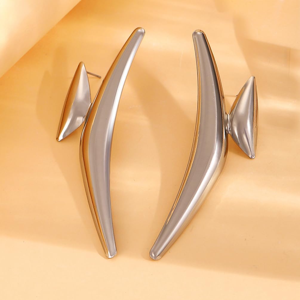 Chunky Gold Cute Drop Earrings for Women, Unique Statement Short Silver Irregular Geometric Earring Y2k Prom Party Jewelry Accessories Gifts - Image 6