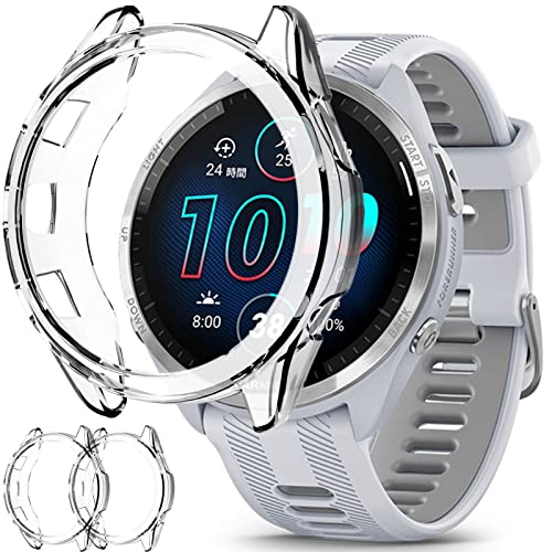 Miimall - Miimall Lot de 2 Coques Compatibles avec Garmin Forerunner 965, Cadre en TPU Souple (sans Protecteur d'écran), Coque de Protection Antichoc Ultra Fine pour Forerunner 965, Transparent et Transparent