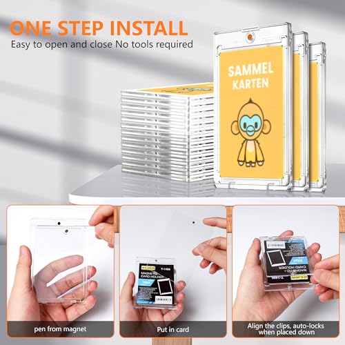 16 Stück 35PT Magnetic Harte Karten Hüllen UV-Schutz-Toploader für Sammelkarten, Transparent Card Holder für Pokemon, Magic, Yugioh, Sportkarten Sammlung