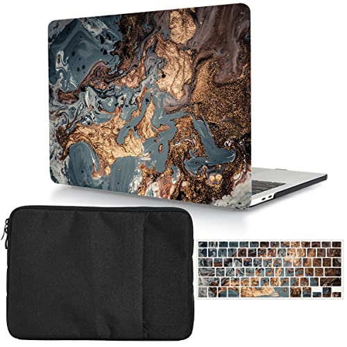 Case Compatible with MacBook Pro 16 Inch 2021 M1 Pro/Max Model A2485, Plastic Hard Shell Case & Laptop Sleeve & Keyboard Cover Skin for Mac Pro 16 Retina with Touch ID, Colored Marble