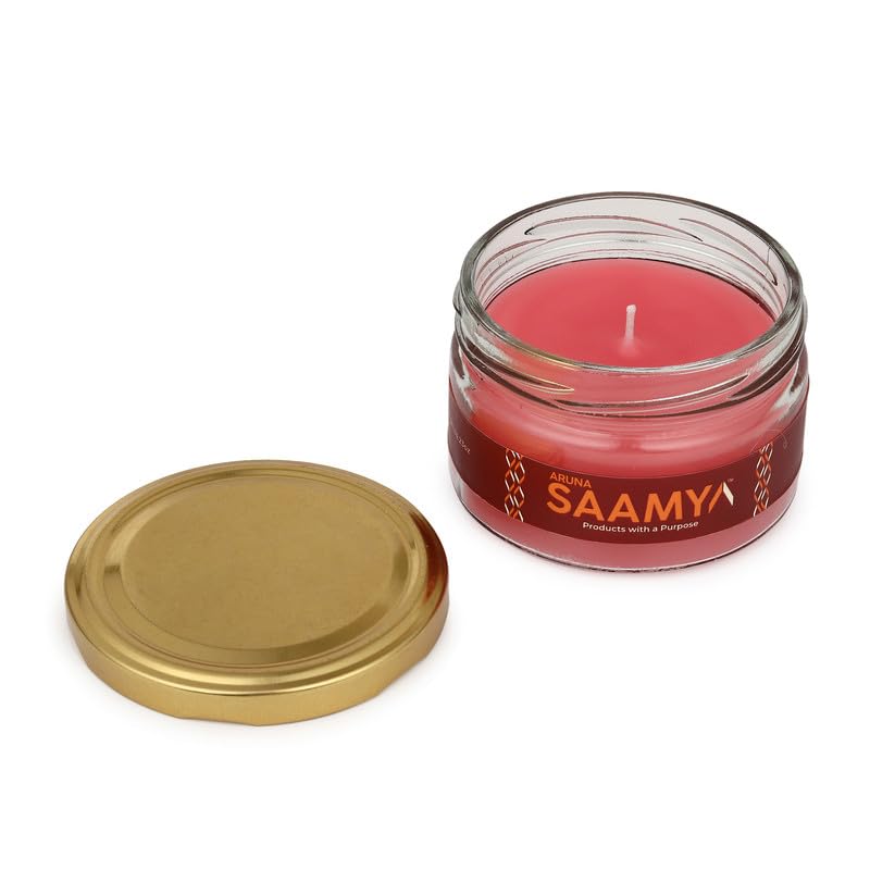Image of ArunaSAAMYA Handcrafted Rose Scented Jar Candle I Floral Fragrance (Rosy Radiance) I Pack of 1 I 120 GMS I Upto 40 Hours Burn Time