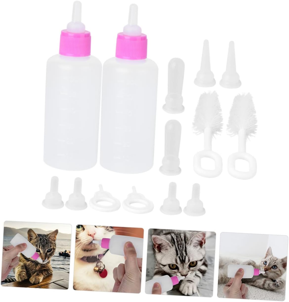 balacoo 10sets Nursing Bottles for Kittens and Puppies Soft Nipple for Newborn Pets Easy to Use Feeding Bottles Pet Supplies for Hand Feeding