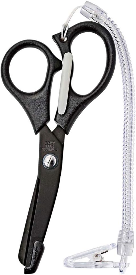 ナースリー 伸びるハサミ［12色］日本製 フッ素加工 ストラップ付 ブラック 105684A