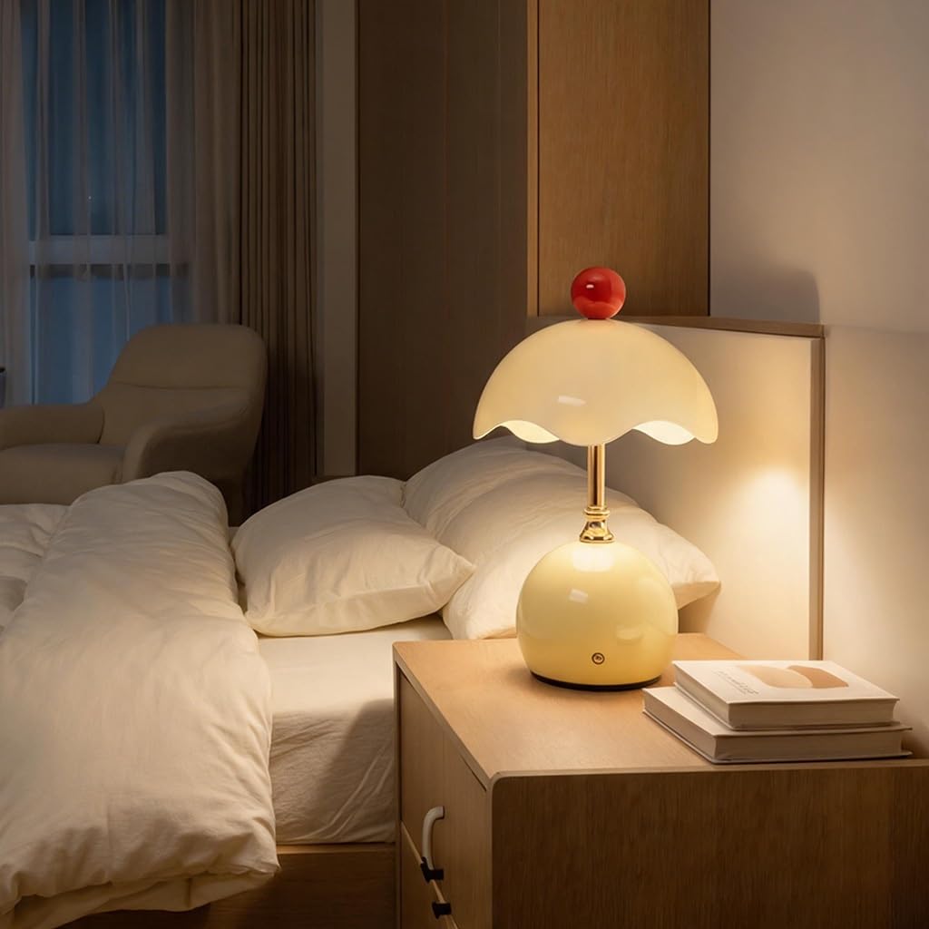 Lampada da tavolo Forma moderna a guscio d'uovo LED dimmerabile bajour con telecomando 3000-6000K Paralume in acrilico Adatto per la testata del letto lo studio il corridoio