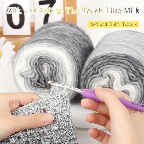 Image of Katech Ombre Yarn for Crocheting-Gradient Cake Yarn-4x100g 60% Cotton 30% Acrylic 11% Wool-Multicolor Soft Rainbow Cotton Crochet Yarn for Scarves, Shawls, Blankets and Garments(O)