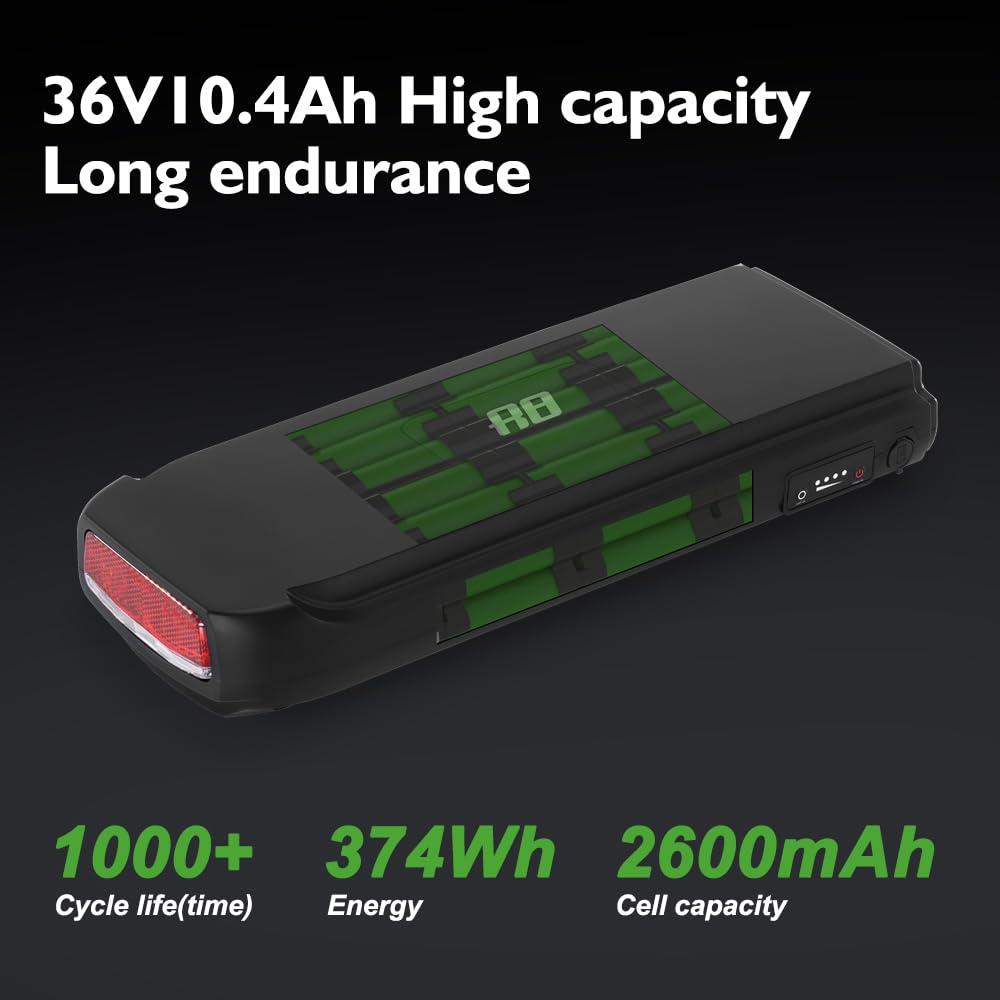 E-Bike Battrie 36V 10,4Ah Li-ion Akku mit Ladegerät für 250W-500W Elektrofahrrad Pedelec Phylion Joycube SF-03 Fischer (36V 10,4Ah Akku mit Ladegerät)