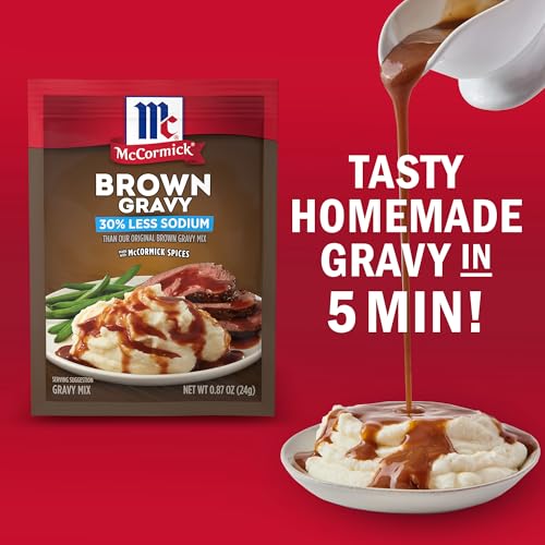 Image of McCormick 30% Less Sodium Brown Gravy Mix, 0.87 oz