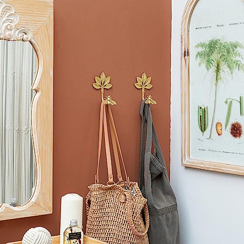 Soffee Design Set Of 2 Wall Mounted Metal Coat Hooks, Gold Hanging Rack Hooks For Entryway, Bathroom, Bedroom Farmhouse Decoration - Bee Shape #TOP2