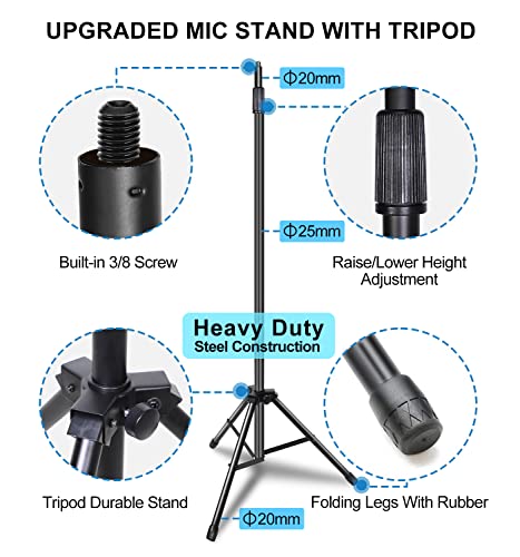 Studio Recording Microphone Isolation Shield With Heavy Duty Tripod Stand, Pop Filter.high Density Absorbent Foam To Filter Vocal Suitable For Blue Yeti And Any Condenser Microphones #TOP2
