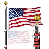 Yescom EZ GO 25ft Telescopic Flag Pole Kit Upgrade Rotating Lock Aluminum...