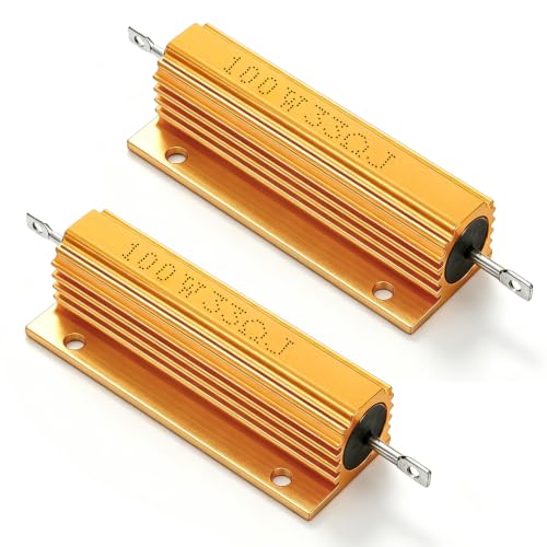 Qimoo 100W 33 Ohm Aluminum Shell Resistor, 2Pcs Wirewound Aluminum Shell Resistor for Inverter, LED Lights, Speakers, Frequency Divider and Other Industrial Control